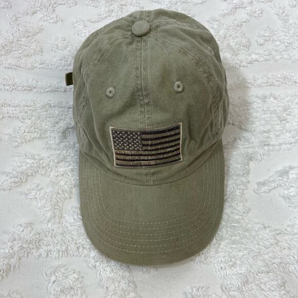 PORT AUTHORITY American Flag Baseball Cap Hat Men's SzOS Green StreetWear Sporty - Picture 1 of 8